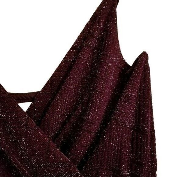 ROW A Metallic Wrap Jumpsuit  Maroon Purple - XXL - NWOT  8 0054 - Picture 4 of 12
